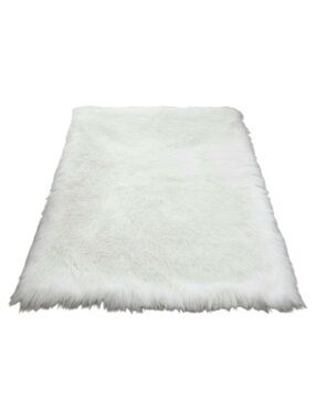 Mainstays Fluffy White Faux Fur Sheepskin Style Area Rug With Non-Slip Backing